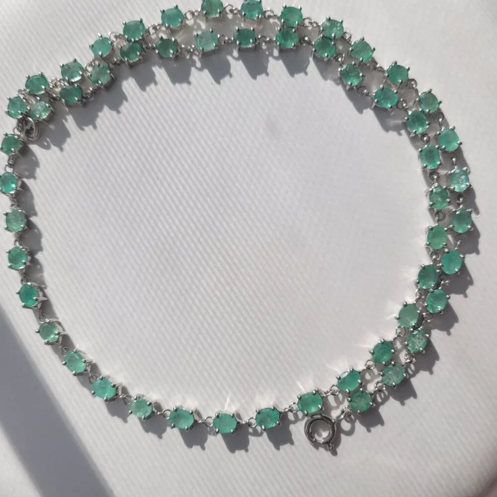 NFS Emerald Necklace 53 Natural Stones 12ct May Birthstone 20" Sterling - Picture 14 of 15